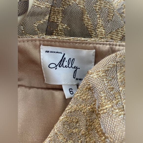 MILLY of New York Elegant Gold Strapless Cocktail Tapestry Dress - Picture 3 of 8